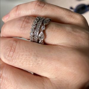 Set of 3 rings Diamonique Size 4